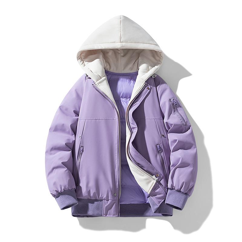 Warm fake two pieces, new autumn and winter coats, men's and women's trendy and versatile couples' clothing, hooded casual young student cotton