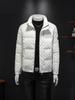 European Men's Stand Collar Winter Down Jacket - Slim Fit, Warm, Trendy Print, High-End Casual Style