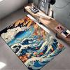 Japanese Wave and Fire Art Rug Design Non-slip Rug Suitable for Living Room and Bedroom Sofas