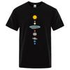Kosmisches Sonnensystem Planeten Print Kurzarm Herren Street Casual Tee Kleidung Lose Übergroße T-Shirt Männliche Sommer Baumwolloberteile