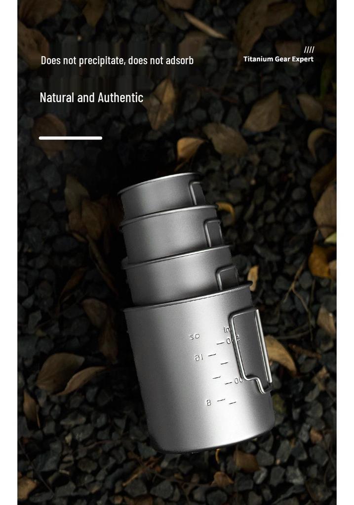 Portable Double-Walled Pure Titanium Mug with Lid: Foldable, Anti-Scald, Perfect for Travel, Camping & Tea