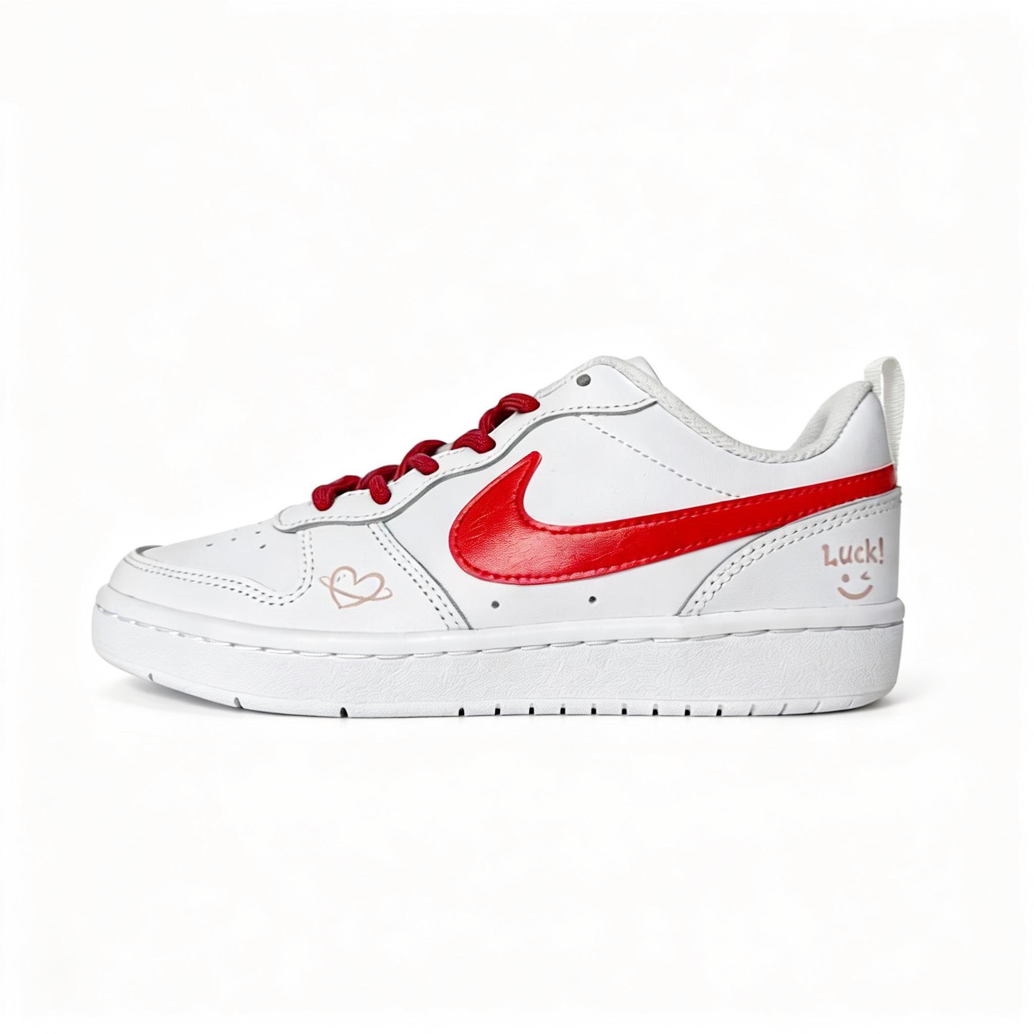 

Nike Lucky Star Ball Leather Cushioning Abrasion Resistant Slip Resistant Low top Skateboard Shoes Unisex Red White BQ5448-100(team1670-) Lucky Star Ball 35.5
