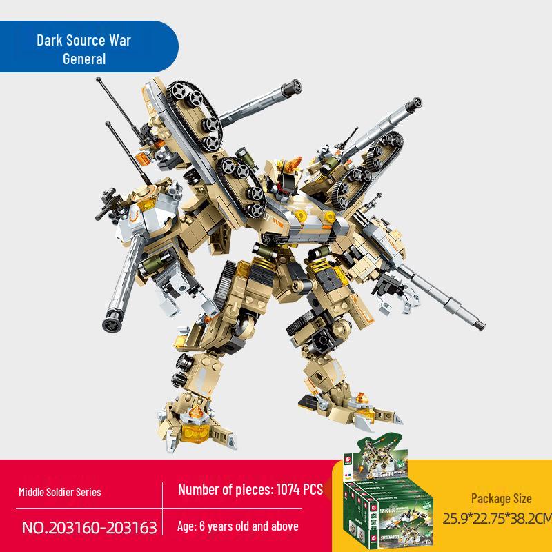 Sembo 4-in-1 Military Ninja Mecha: Sea, Land, Air & Submarine Building Blocks.