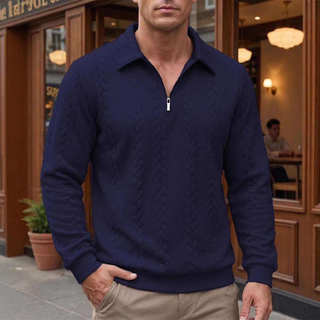 Spring/Autumn 2025 European & American Casual Half-Zip Lapel Sweater for Men