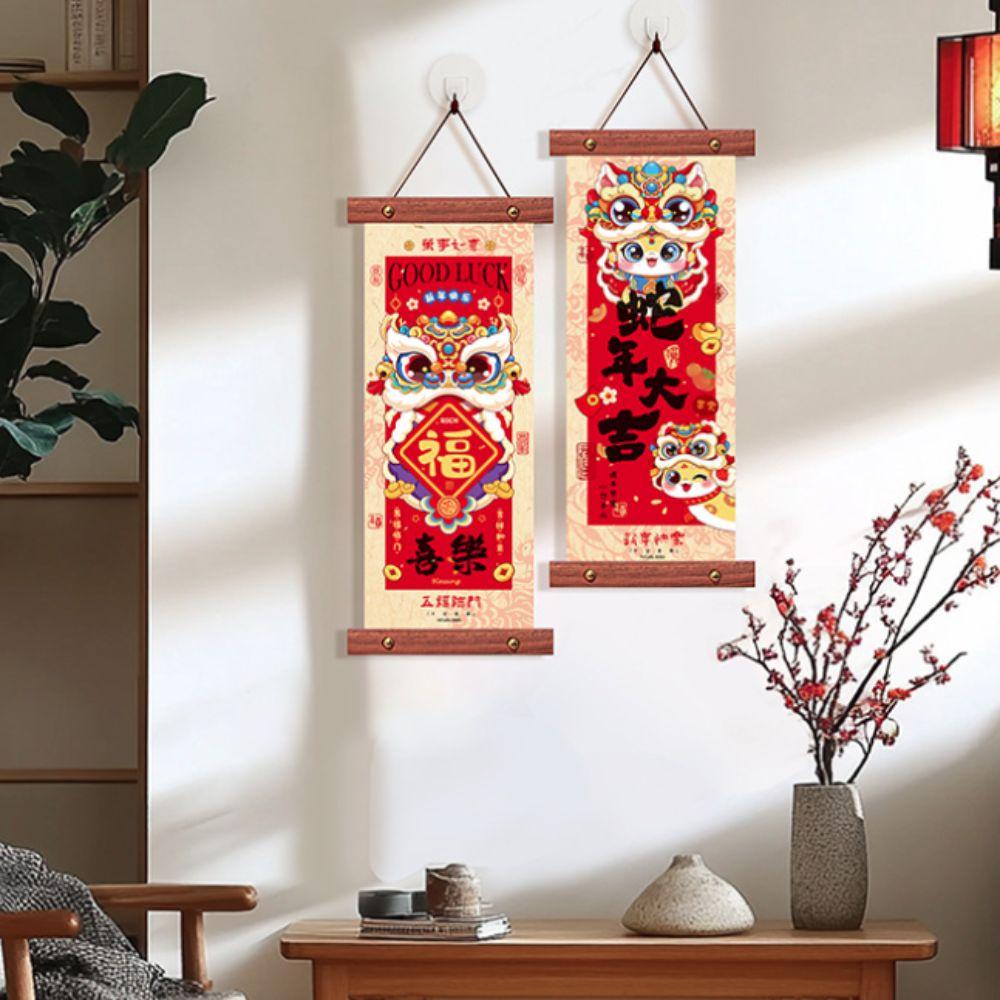 1 Pair Scroll Design Spring Festival Couplet Blessing Words Wall Pendant  Living Room