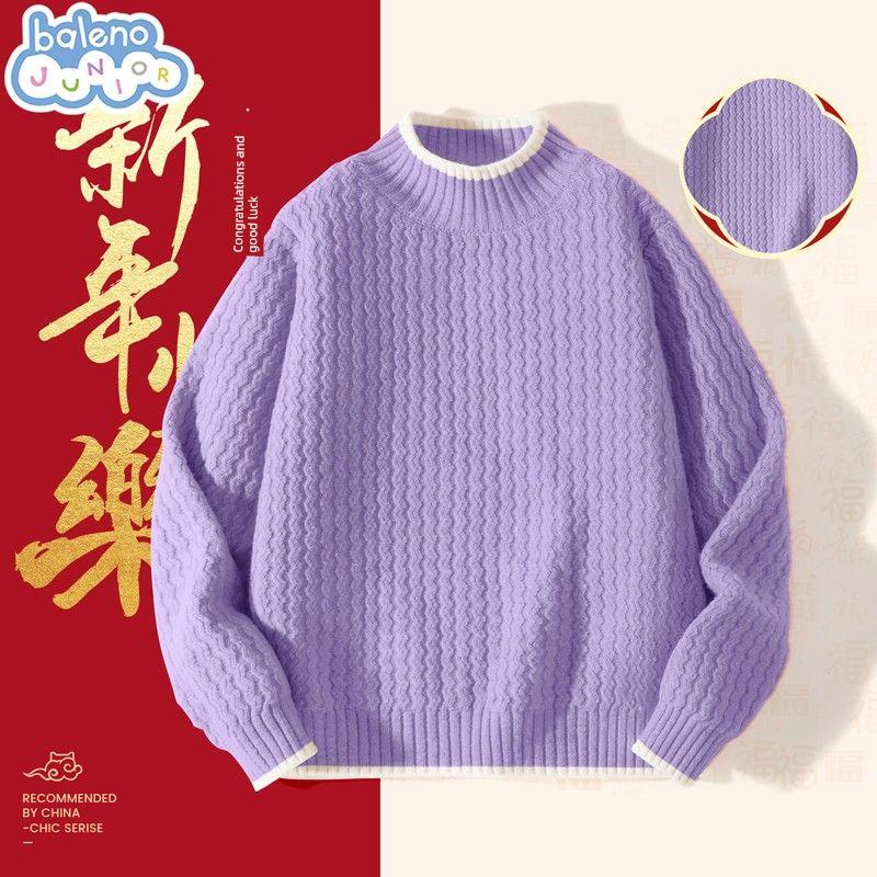 Baleno Kids Girls  Sweater 2026 New Children s Cable Knit Sweater Super Cute Top Children s Winter Clothing Purple # Solid Color 150