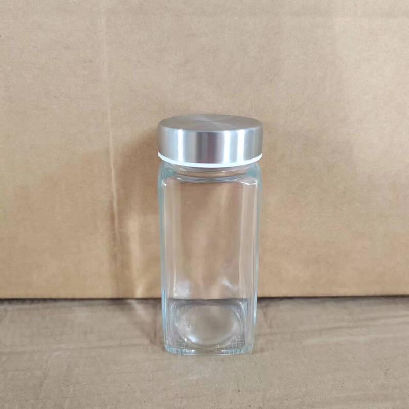 ZISIZ 120ml Square Glass Spice Jars with Stainless Steel Lids