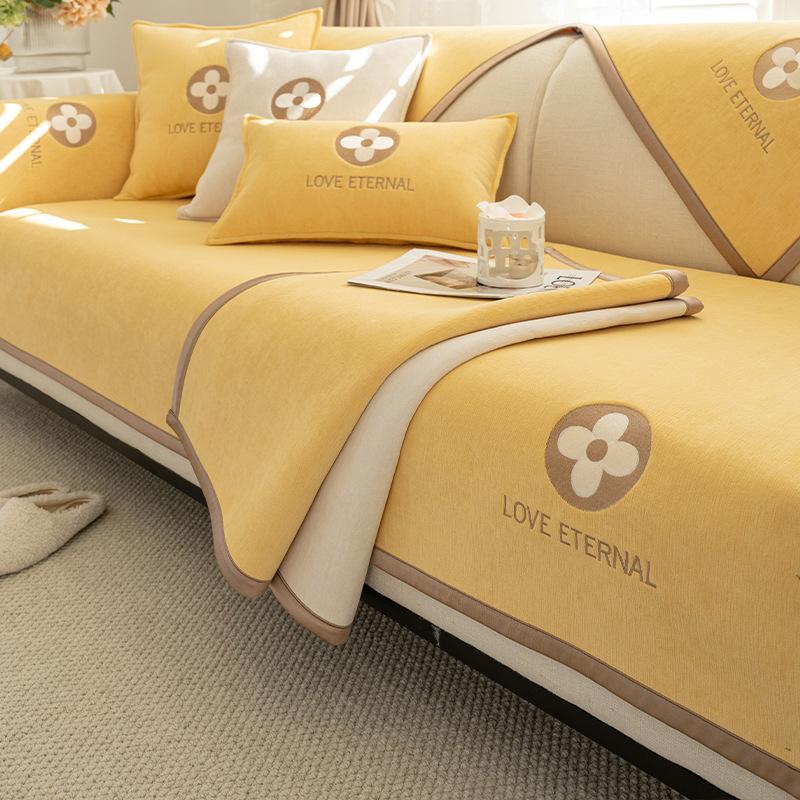 

Подушка для дивана, универсальная однотонная синель на четыре сезона, простой чехол в корейском стиле, тканевая подушка для сиденья, кремовый цвет, подушка, чехол для дивана 70*70