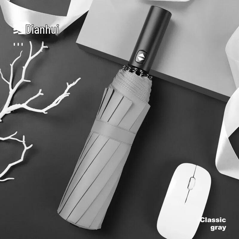 Hongye Extra-Large 12-Rib Automatic Folding Sun & Rain Umbrella