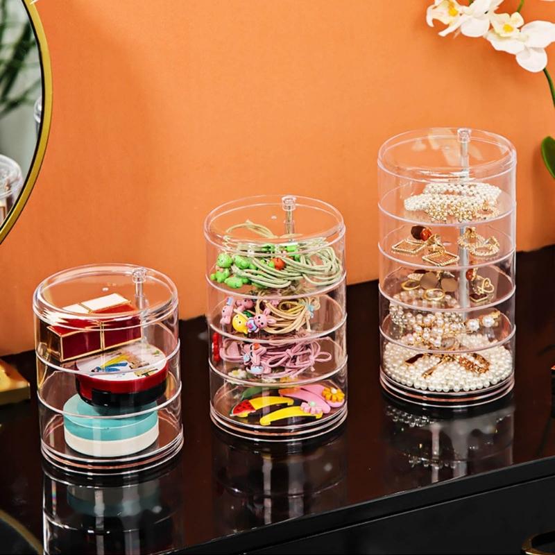 Practical Multilayer Clear Rotating Jewelry Box Case for Storing Displaying 3/4/5Tier Rotating Jewelry Holder Organizer