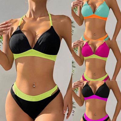 Europejski i Amerykański Damski Seksowny Jednolity Kolor Rozdzielny Strój Bikini - Nowy Styl