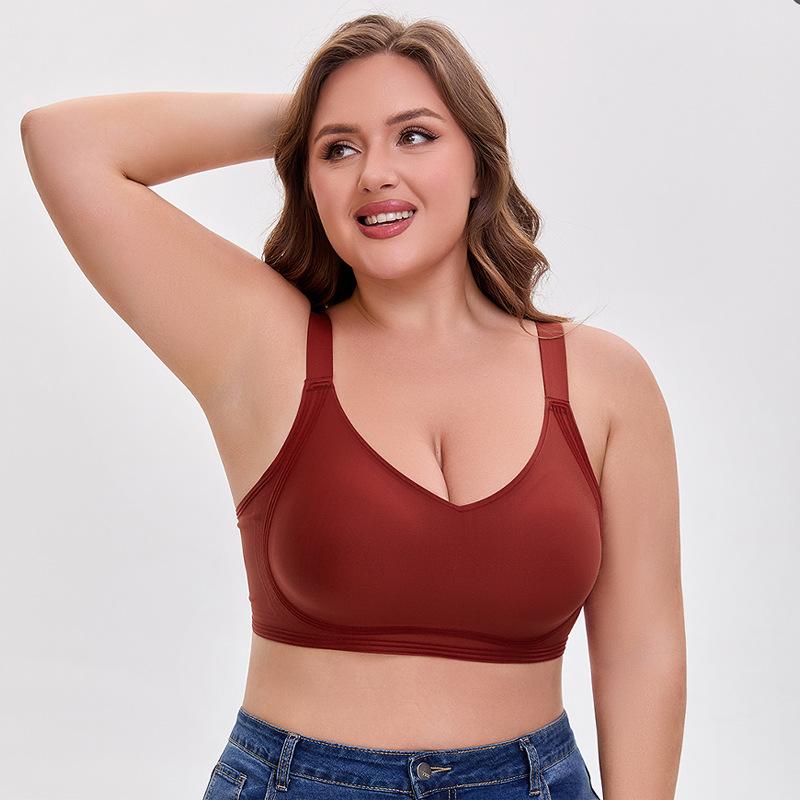 New Women's Seamless Gathering Bra No Steel Rim Full Coverage Comfort Bra V-Neck Bra No Steel