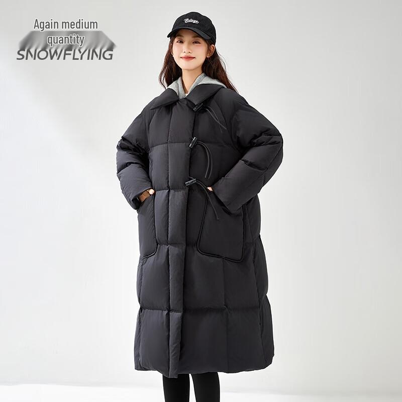 SNOWFLYING Women's Long Over-Knee Duck Down Winter Coat