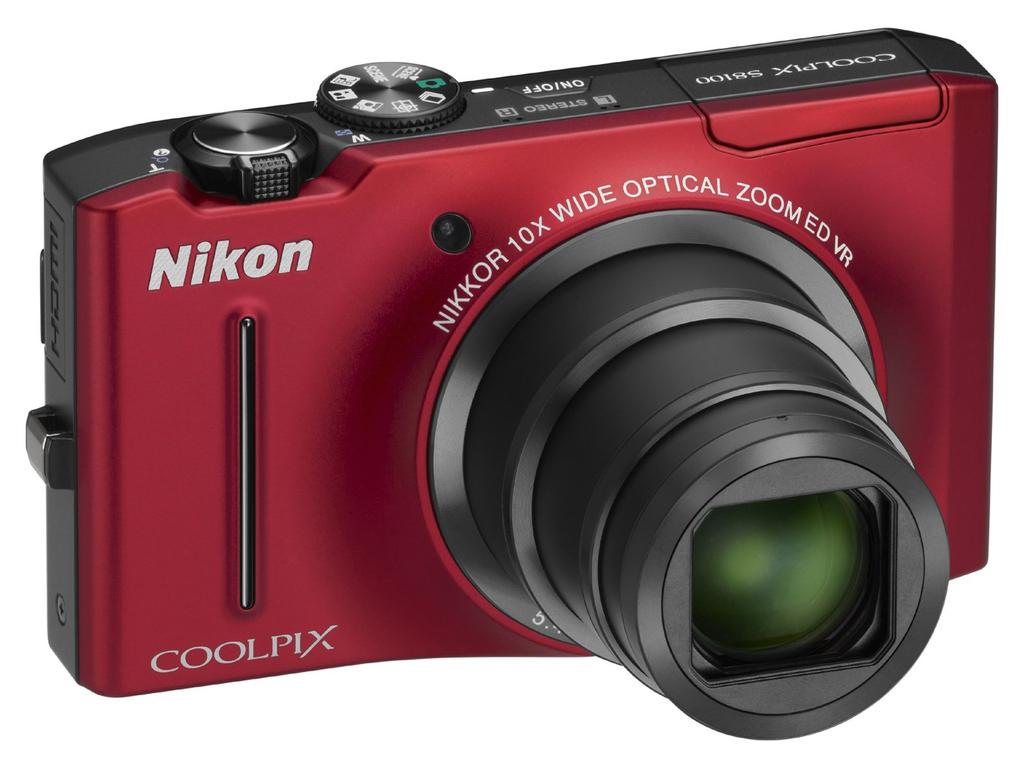Nikon Digital Camera COOLPIX S8100 Flash Red S8100RD 12.1 Megapixels 10x Optical Zoom 30mm Wide Angle 3.0-inch LCD Back-Illuminated CMOS