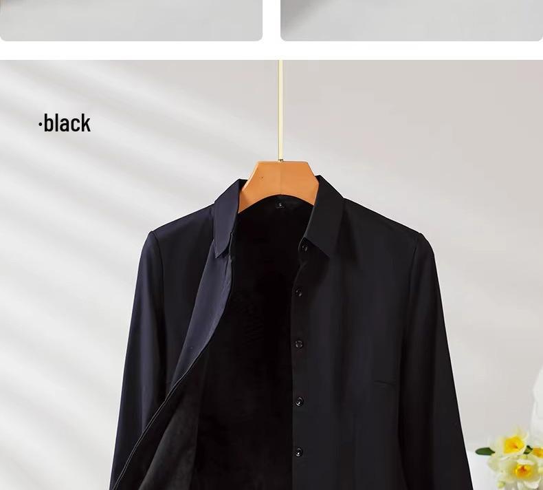 Women's Plus Velvet Warm Long Sleeve Professional Shirt for Autumn and Winter