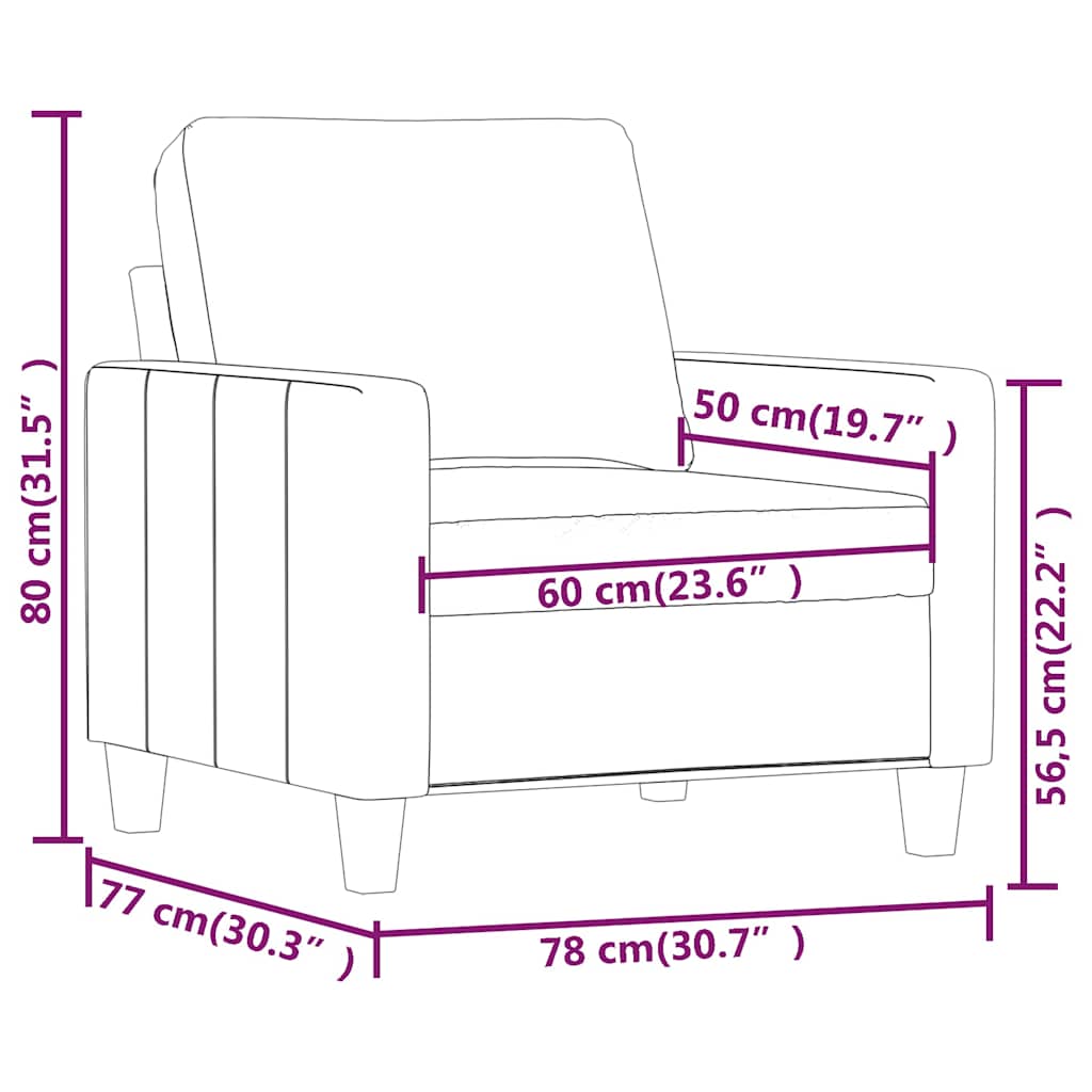 Vidaxl Armchair, Black, 60 Cm, Upholstered In Faux Leather