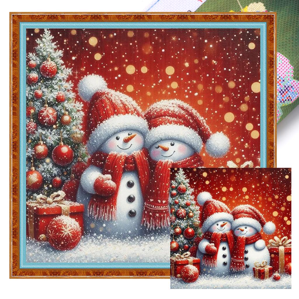 Christmas Full 11CT DIY Stamped Cross Stitch Kits 17.72x17.72in Needlework Embroidery Kit for Beginners Adults Home Decor