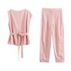 Fashion Style 2024 Autumn New Women's Stylish Asymmetric Lines Frill Tops Mid Waist Pants 4043246