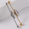 YW Industrielle Barbell Ohrringe Piercing Schmuck Chirurgischer Edelstahl Scaffold Piercings CZ Bar für Damen Herren