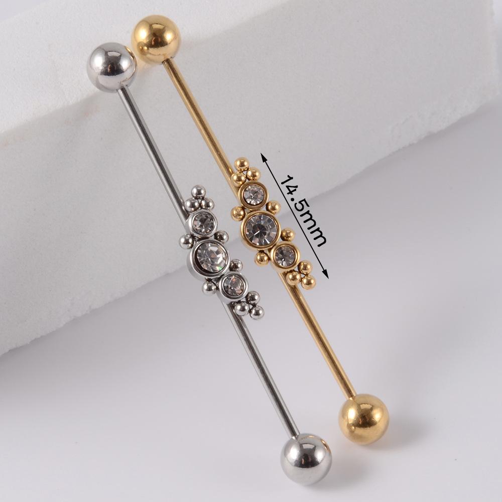 YW Industrielle Barbell Ohrringe Piercing Schmuck Chirurgischer Edelstahl Scaffold Piercings CZ Bar für Damen Herren