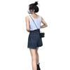 Women's High-Waist A-Line Denim Skort - American Retro Style, Anti-Exposure, Slimming Fit