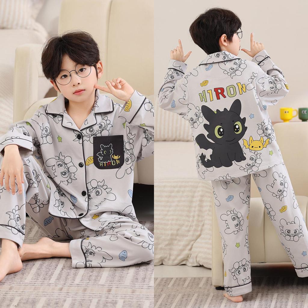 2026 New Girls' Spring & Autumn Long Sleeve Cotton Pajama Set – Princess Style for Medium & Large Children