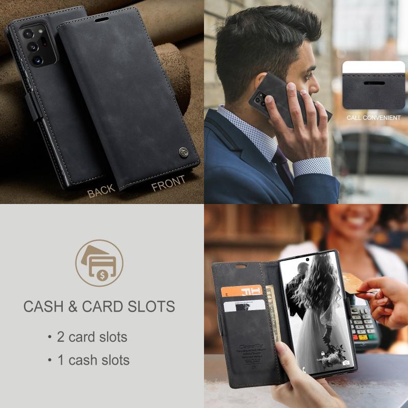 Retro Frosted Leather Flip Phone Case for Samsung NOTE20 Ultra/10 Plus with Card Slot & Stand