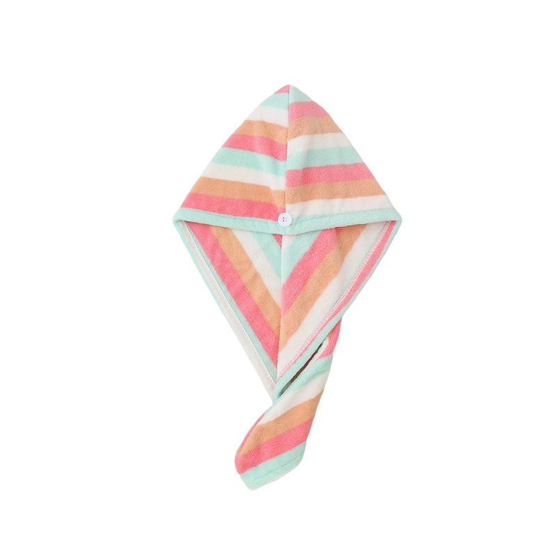 

1 шт. быстросохнущая шапочка для волос в радужную полоску, незаменимая вещь в ванной комнате, идеально подходит для ухода после мытья, домашней укладки