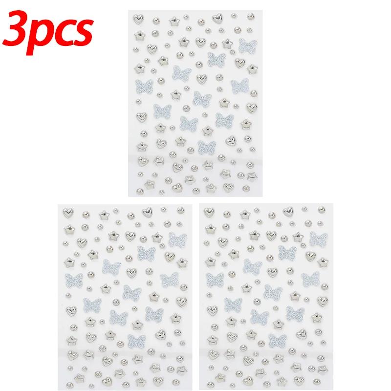 1/10pcs Glitter Star Heart Butterflies Face Sticker Gold Silver Rhinestones Sticker Temporary Tattoos DIY Body Arts Party Decor