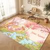 Floral Garden Theme Crystal Velvet Floor Rug Personalized Custom Name Text Warm Carpet Home Decoration