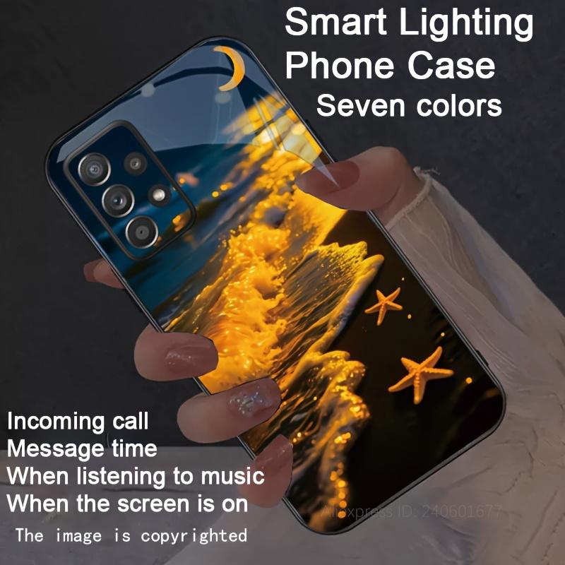 

Ocean Elf Dolphin Glitter Music Luminous Phone Case For Samsung S23 S24 S25 Ultra S22 Plus A53 A54 A16 A35 LED Shiny Cover A15 5G