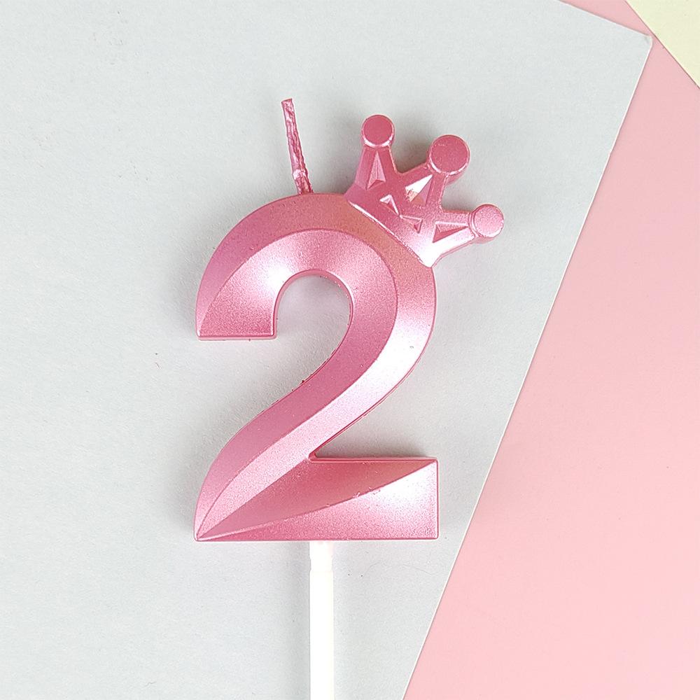 Pink Macaron Candy Color 0-9 Birthday Party Cake Decoration Baking Plug-in Creative Age Digital Candle