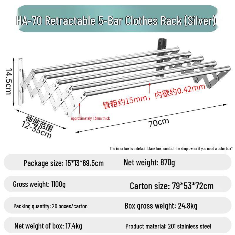 Zusammenklappbarer Teleskop-Handtuchhalter aus Edelstahl: Badezimmer- & Balkon-Wäschetrockner