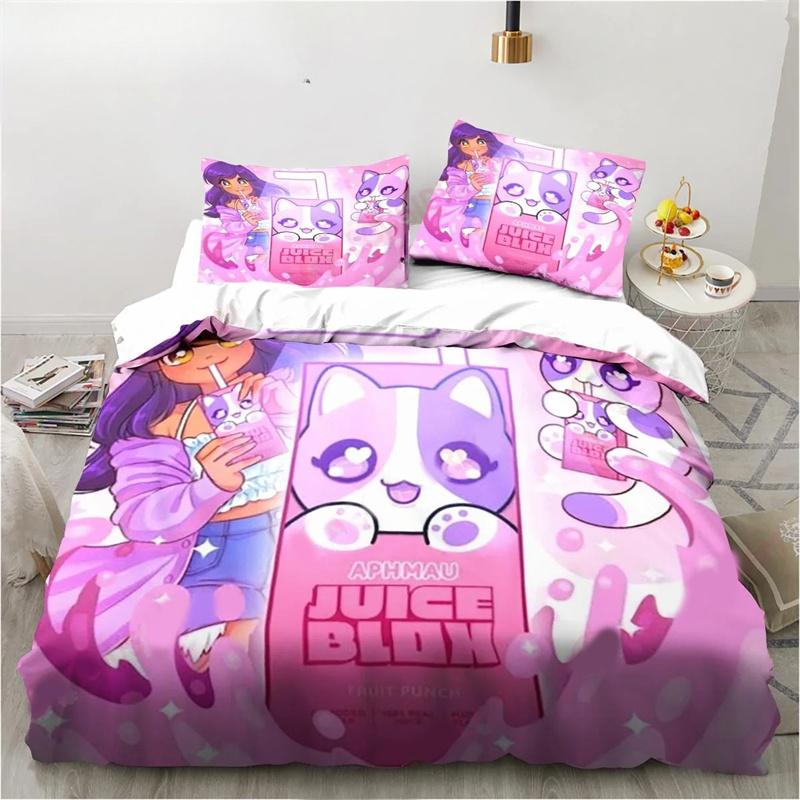 Cartoon Game Cute Aphmau with Wings Bedding Set Twin Queen King Size Duvet Cover Pillowcase for Boys Girls