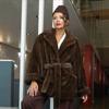 Russian women's clothing imitation mink fur belt plush jacket medium and long suit collar fur coat