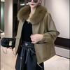 Winter Warmth Plus Velvet Thick Leather Jacket Women's Fashion Western Style Detachable Fur Collar Leather Jacket Trend