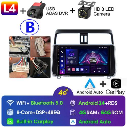 For Toyota Land Cruiser Prado 150 2018 2019 - 2022 Carplay 360 Camera Auto Android 13Car Radio Multimedia Player GPS Stereo Wifi