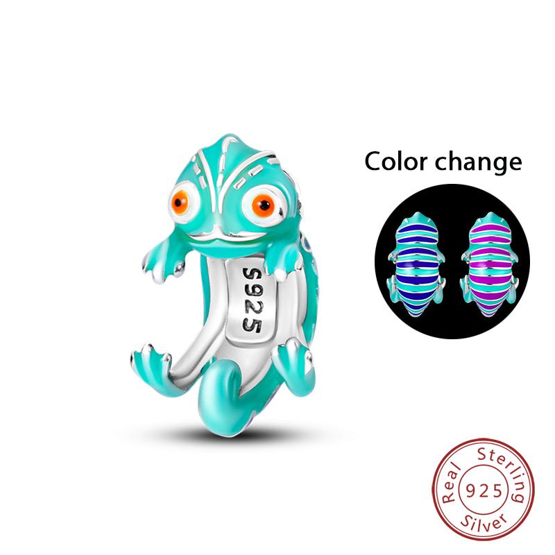 100% Copper Colorful Chameleon Animal Charms Beads Fit Qikaola Original Bracelets Diy Birthday Jewelry Making