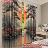2D flat printing 2pcs Curtain Serene Sunrise Over Bridge Digital Printed Polyester Drapes All Season Party & Holiday Decor for