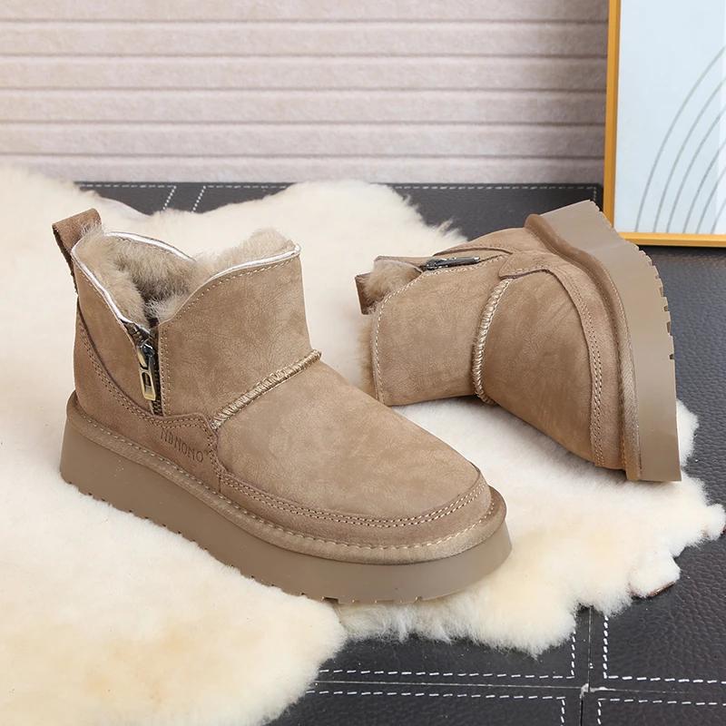 Women Boots for Women Keep Warm Snow Boots Female Zipper New Wool Boots Winter Ladies Fur Warm Low-cut Shoes Botas De Mujer