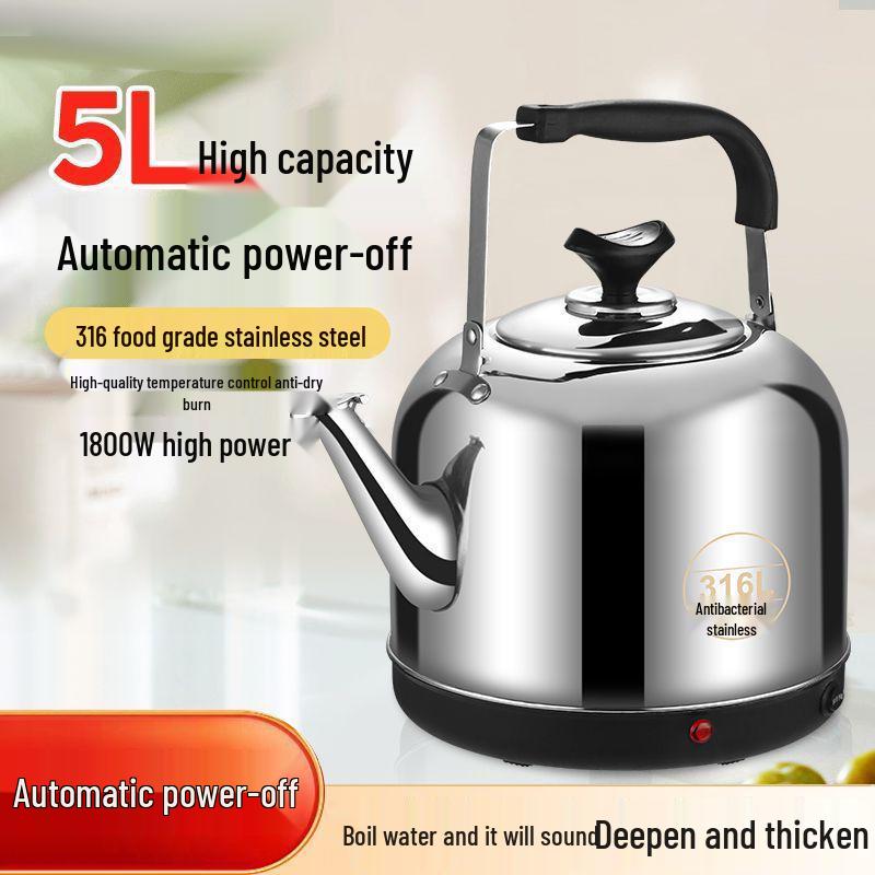 316 Stainless Steel Electric Kettle, Extra Thick, Auto Shut-Off for Boiling Water, Ideal for Elderly Use