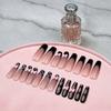 24 Pezzi Unghie Finte Francesi Rosa con Fiocco e Strass, Unghie Finte Lunghe 3D con Charms, Colla per Manicure Fai-da-Te