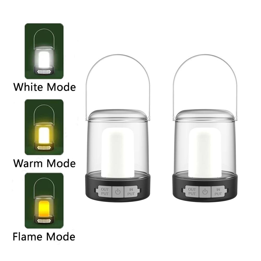 LED Camping Lantern Rechargeable Outdoor Tent Light with Power Bank Function Portable Hanging Lantern for Hiking