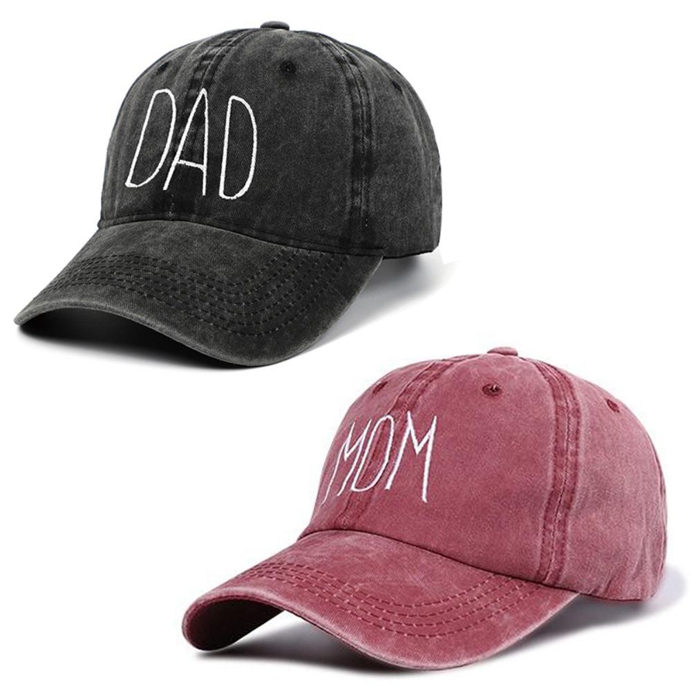 DAD MOM Embroidery Baseball Caps Vintage Washed Denim Baseball Hats Adjustable Distressed Faded Cap Outdoor Sport Sunscreen Hats