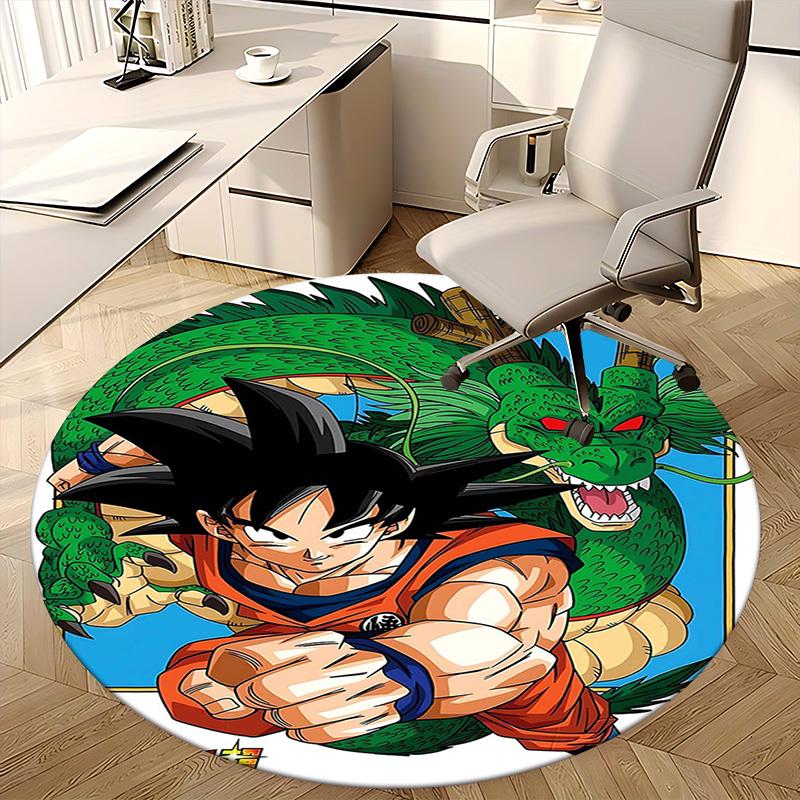 1pc Dragon Ball Z Goku & Shenron Anime Cartoon Design Round Carpet - Office Chair Mat, Non-Slip Rug for Home Decor, Living Room, Bedroom, Game Room, B