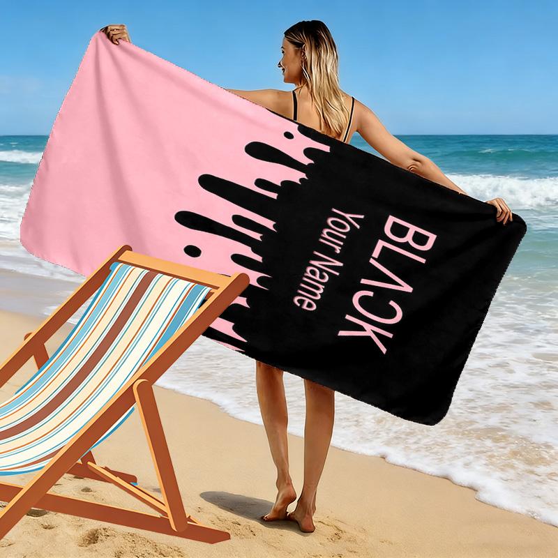 Custom Name Blackpink Print Beach Towel, Large Soft Quick Dry Towel for Beach Camping Swimming -HE17