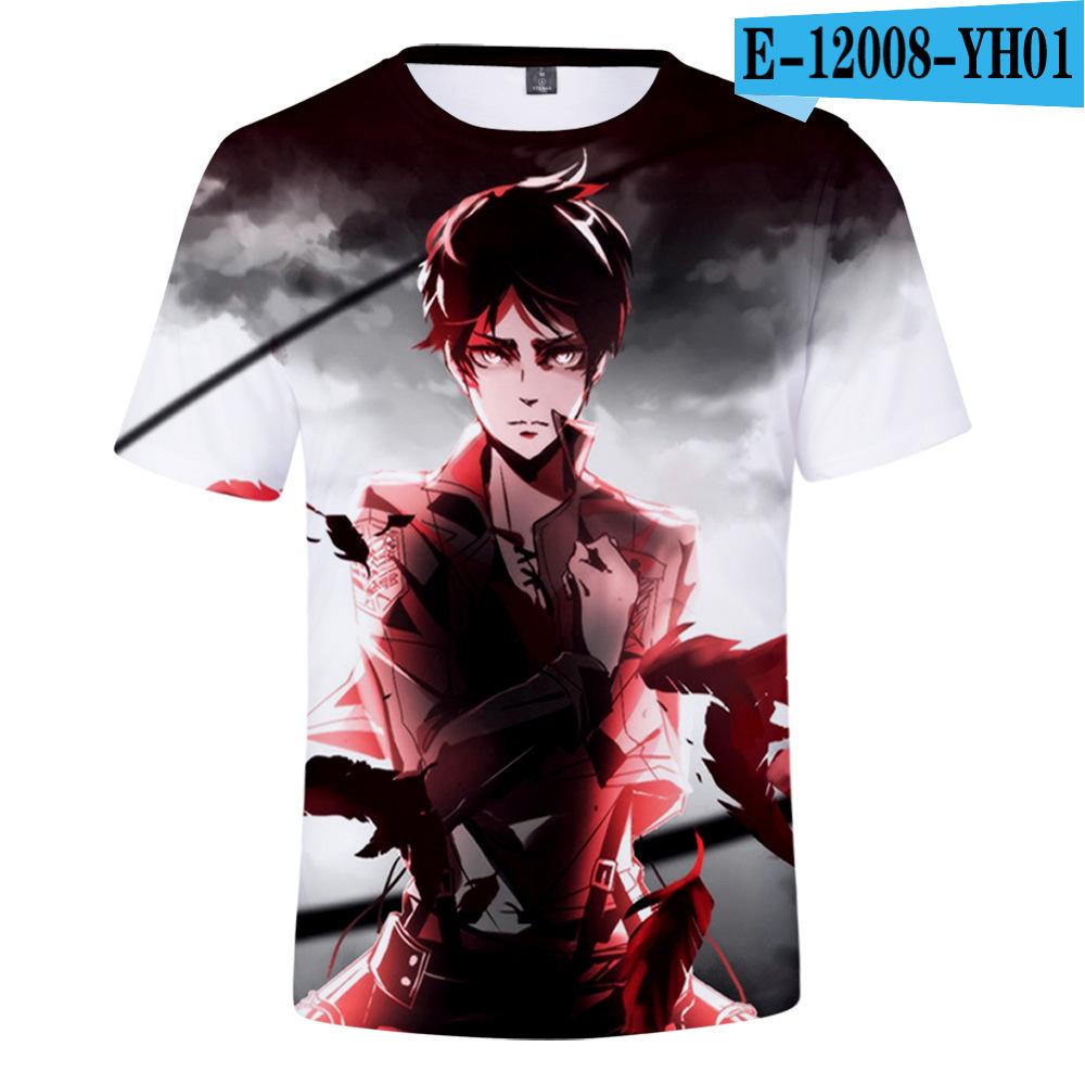 Pánské 3D barevně potištěné tričko s krátkým rukávem se streetovou módou Around The Giant In Summer Anime Attack T-Shirts