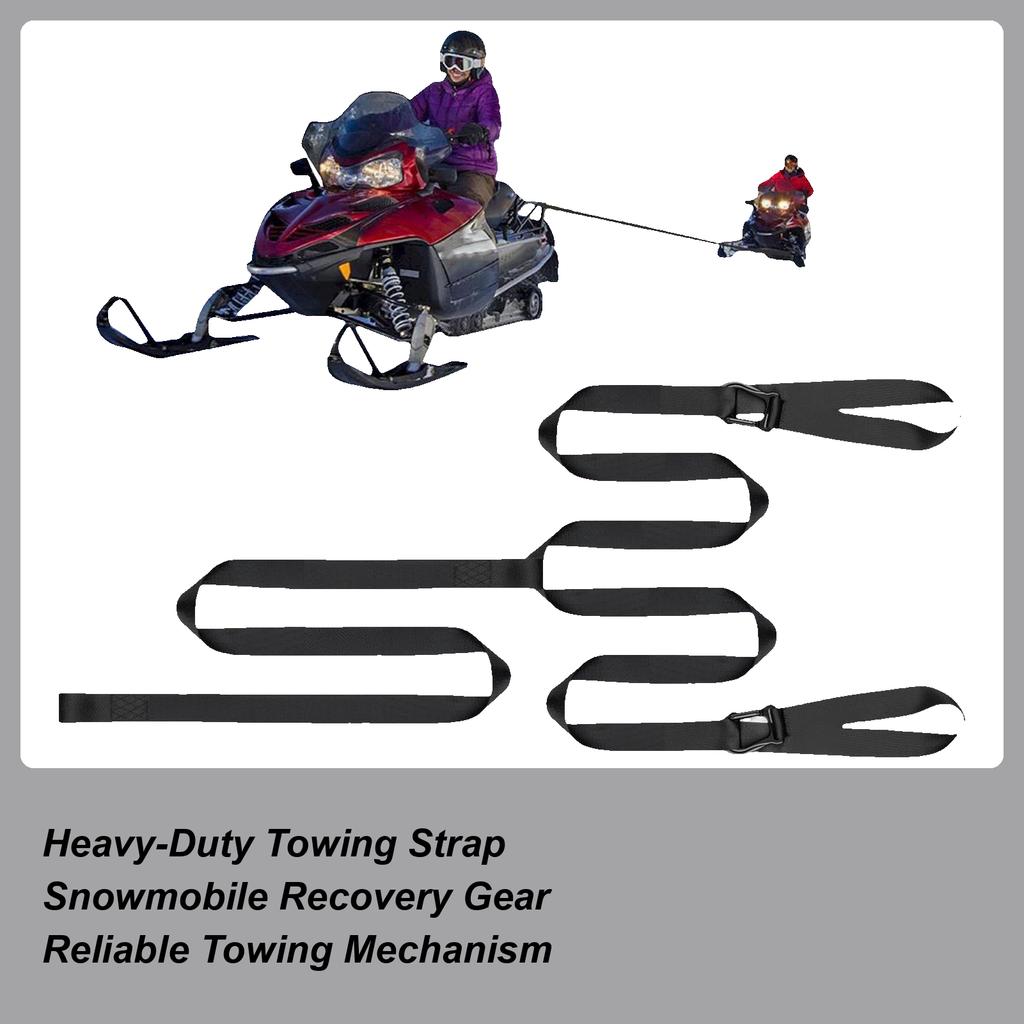 Tow Rope Heavy-Duty Safety Tool With Hook Snowmobile Sled Pull Tow Strap For Winter Off Road Adventures Camping Snowboards Trail