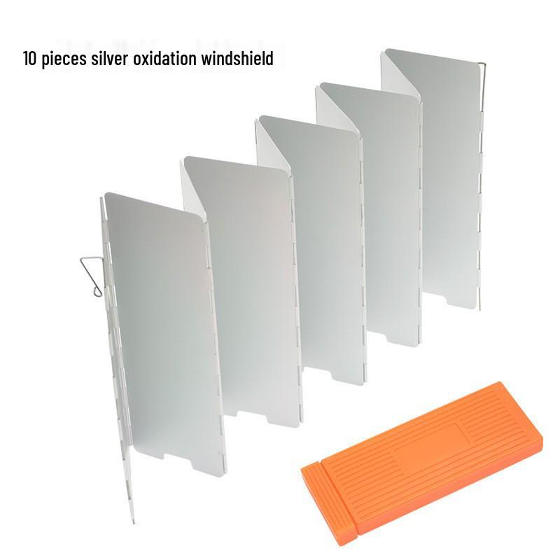 10-Piece Foldable Aluminum Windproof Camping Stove Windshield with Storage
