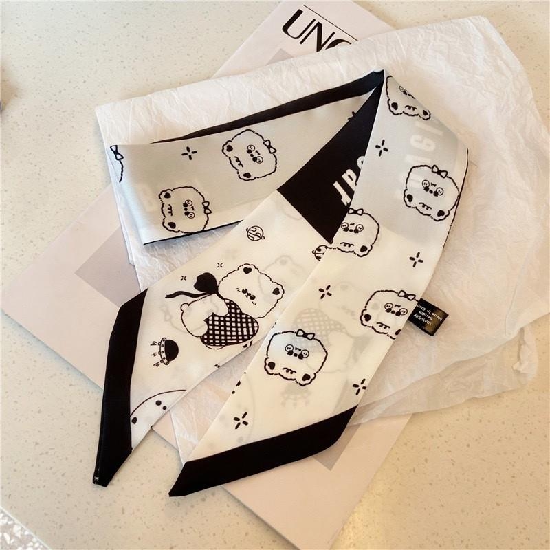 Qiandongge Seidenschal Stirnband Retro Weiblichkeit Gebundener Pferdeschwanz Schleife Band Stirnband Streamer Stirnband Mori Serie